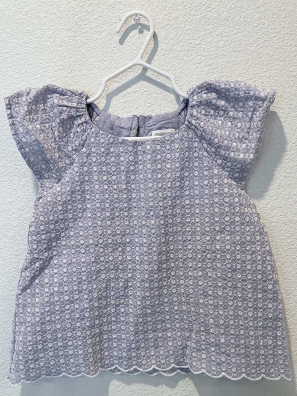 Gymboree Lavender Eyelet Blouse Toddler Garden  Scalloped Hem Embroidered Top